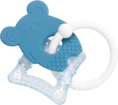 Nattou Silicone koelbijtring - Bijtspeelgoed Baby - Verkoeldende Bijtring - Blauw