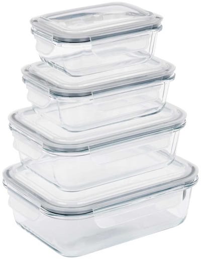 Vilde - Glazen Voedselcontainers - 4 Stuks - Met Deksel en Afdichting