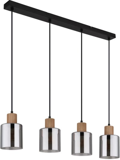 Globo - hanglamp - ALEIDIS - zwart - glas - grote eettafellamp - E27 - 15768-4