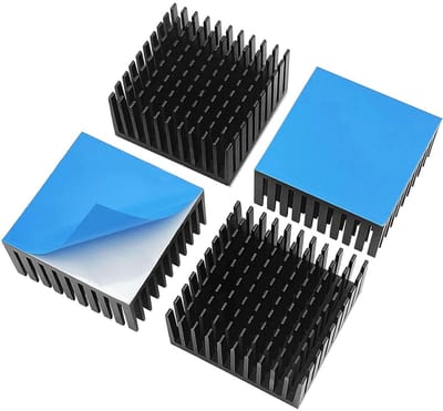 Aluminium Koellichaam Kit - Warmteafvoer Onderdelen - Elektronica Koeling - Met Plakband - 40x40x20 mm - Zwart