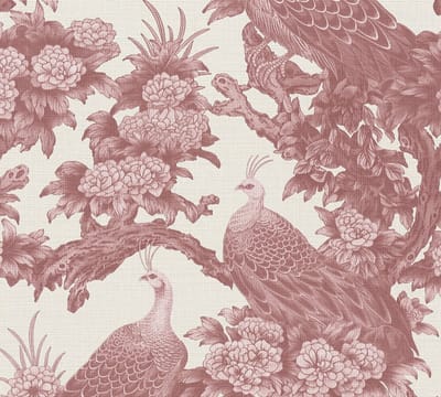 BLOEMEN MET PAUWEN BEHANG | Landhuisstijl - Rood Crème Roze - Living Walls Michalsky 5