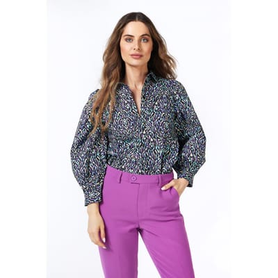 EsQualo Blouse Poplin Magic Earth Print Größe: 36 | Longsleeves Outlet | Damen | Braun