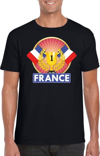 Zwart Frans kampioen t-shirt heren - Frankrijk supporters shirt S
