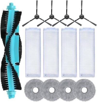 Vervangaccessoireset geschikt voor Conga 11090 Robotstofzuigers - 1 Draaiende borstel, 4 HEPA-filters, 4 Zijkappen, 4 Dweildoeken