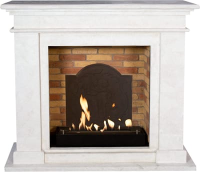 Xaralyn Bio-ethanol haard - Kos BME-SWP - wit gepolijst natuursteen - 3 KW verwarming - haardombouw inclusief inbouwhaard - schouw