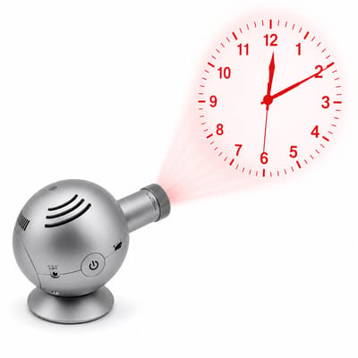 Balance Time Projectieklok LED – Analoge Projectieklok – Tafel- of Plafondmontage – Instelbare Helderheid – Inclusief Kleurfilters – Zilver