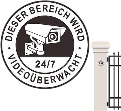 Beveiligingscamera Bord - Waarschuwingsbord Buiten - Eigendom Beschermen - Zelfklevend PVC - 14.4 x 13.9 cm - Wit Zwart