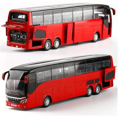 1:32 Hoge Kwaliteit Legering Zakelijke Bus Model Metaal Diecast Simulatie Luxe Dubbeldeks Toeristenbus Pull Back Auto Mooie Speeltjes Voor Kinderen