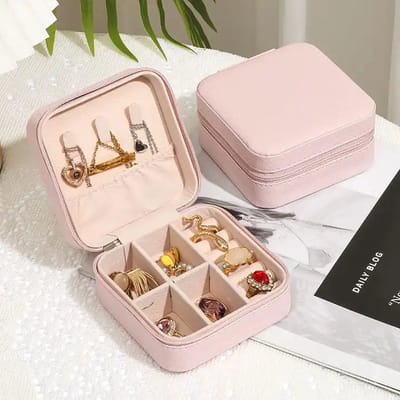 Without Lemon - Sieradendoos - Juwelenbox - PU-Leer - Klein - Compact - Reizen - Geen sieraden inbegrepen - 10x10x5CM - Roze