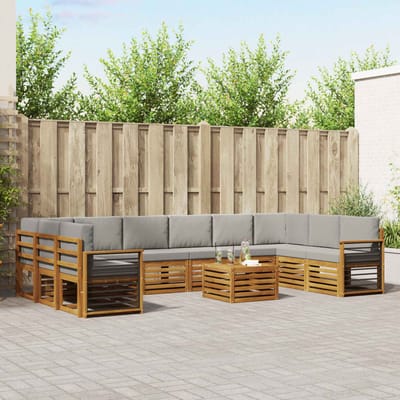 vidaXL - Buiten - bank - set - 11 - st - Natuurlijk - en - Licht - Grijs