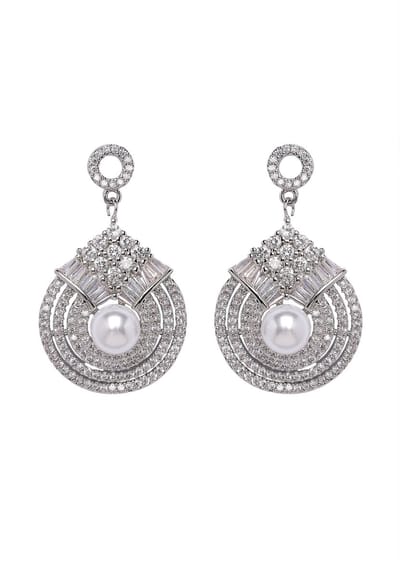 AVANT-GARDE PARIS Pearlescent Radiant Drop Earrings - Zilver - 1 stuk - Rhodium Plated met parel en sprankelende stenen