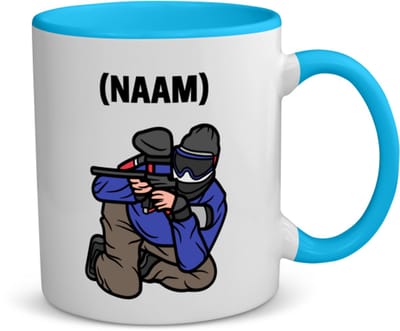 Akyol - paintball met eigen naam koffiemok - theemok - blauw - Sport - paintballer - sport - 350 ML inhoud