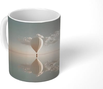 Mok - Koffiemok - Luchtballon - Wolken - Water - Blauw - Mokken - 350 ML - Beker - Koffiemokken - Theemok