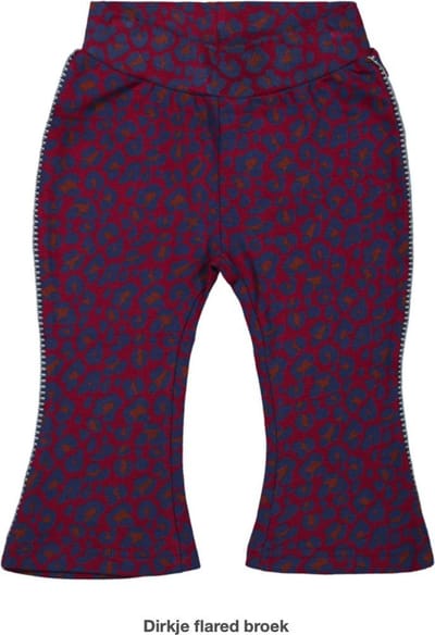 Dirkje - Girls Trousers flared Burgundy + aop - maat 98