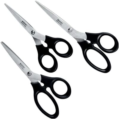 LEITZ® scharenset 5426, 3-delig, ergonomische handgrepen, geschikt voor links-/rechtshandigen, L 165/185/200 mm, roestvrij staal/kunststof, zwart
