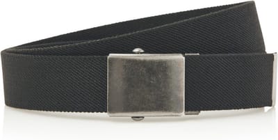 Timbelt Canvas elastische riem - zwart - metalen schuifgesp - stretch koppelriem - lengte 110 cm