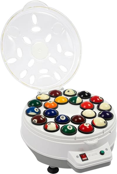 Ballenreiniger - Poolball Polijstmachine - Biljart Onderhoud - 22 Ballen Capaciteit - 40x46x23cm - Wit