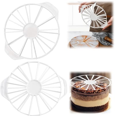 2 delige taartverdeler - Taartsnijder - Ronde taartverdelings marker - Bak snijgereedschap - Dubbelzijdig snijden - Geschikt voor taarten, deeg en pudding (26,5*32,5 cm - Wit)