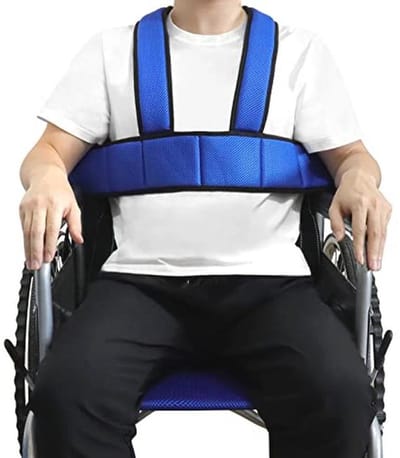 Rolstoel Veiligheidsriem met Antislip Harness - Verstelbare Veiligheidsgordel voor Ouderen en Gehandicapte Kinderen (Blauw)