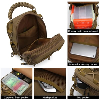 Vis Slingtas Visgerei Opbergtas Gereedschapstas voor Vissen Wandelen Jagen Kamperen Color B black