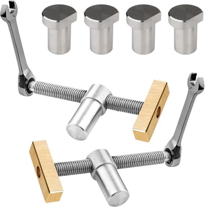 Houtbewerkings Bench Hooks Set voor 20mm Tafel - Werkbank Klemmen en Planer Houders, RVS Bench Dogs en Werkplaats Accessoires