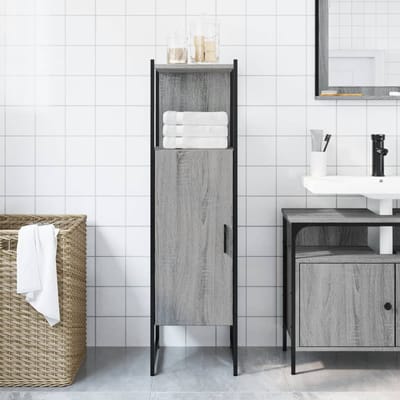 vidaXL - Badkamerkast - 33x33x120,5 - cm - bewerkt - hout - grijs - sonoma - eiken