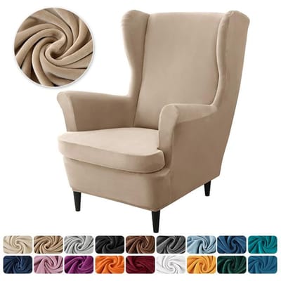 Fluwelen Wingback stoelhoezen Stretch Wing fauteuilhoes met zitkussenhoes Elastische bankhoezen Effen kleur bankhoezen