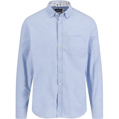 Fynch-Hatton Overhemd Washed Oxford Uni Color Button-Down Crystal Blue / male