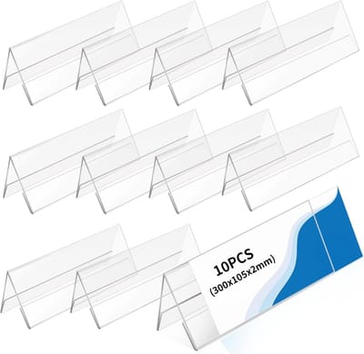 10 Stuks Acryl Naamplaten Tafel 30x10.5cm 2mm Dikte Herbruikbare Dubbelzijdige Naamlabels voor Bruiloft, Conferentie en Kantoorgebruik