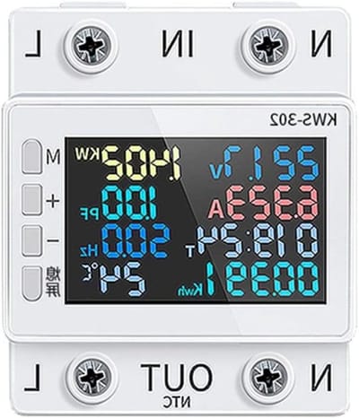 Energiemeter - Stroommeter Slimme Meter - Energie Verbruik Meten - Kleurendisplay Afstandsbediening - 63A - Wit