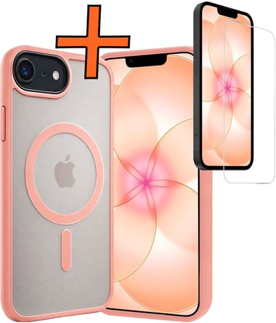 Hoes - Met Screenprotector - Geschikt voor Apple iPhone 17e - Magsafe Compatible - Sterk & Shockproof - Back Cover - Shock Proof Case - Telefoon Hoes - Perzik