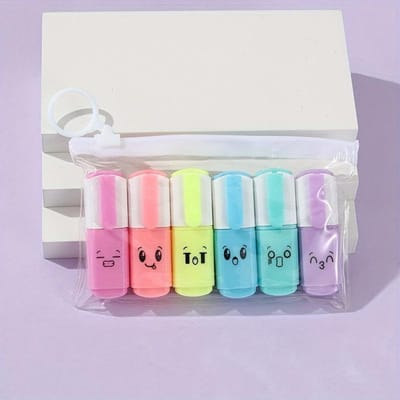 6 pièces de Jolis Mini Stylos Fluorescents Colorés Joyeux, Stylo Marqueur Surligneur Coloré pour Dessin, Carnet de Croquis, Apprentissage gray