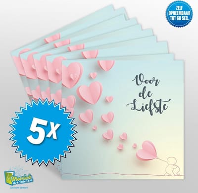5x Muziekwenskaart – Liefste – zelf opneembaar – 60 seconden – 21x21cm – hoge kwaliteit – inclusief envelop