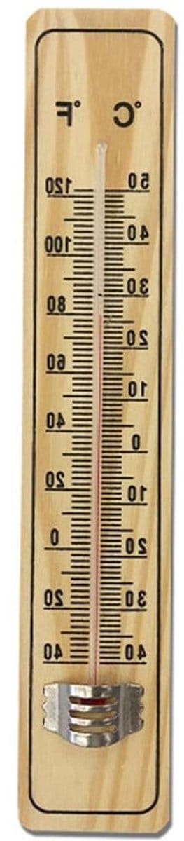 Houtthermometer Wandmodel - Temperatuurmeter Buiten - Temperatuur Monitoren - Robuust Grenenhout - 22 x 4 cm - Natuurlijk Hout