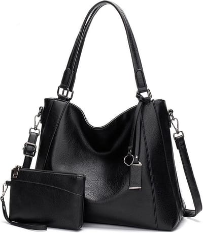 Dames Shopper Tas - Schoudertas Handtas - Dagelijks Gebruik - Waterafstotend PU Leer - 34x28 cm - Zwart
