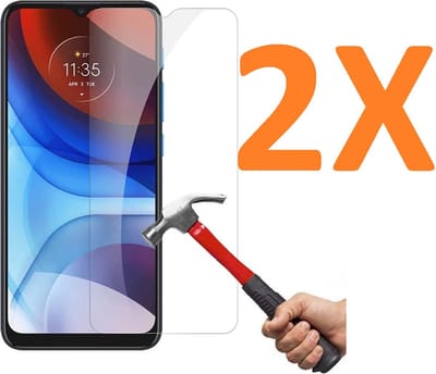 Screenprotector Glas - Tempered Glass Screen Protector Geschikt voor: Motorola Moto E7  - 2x
