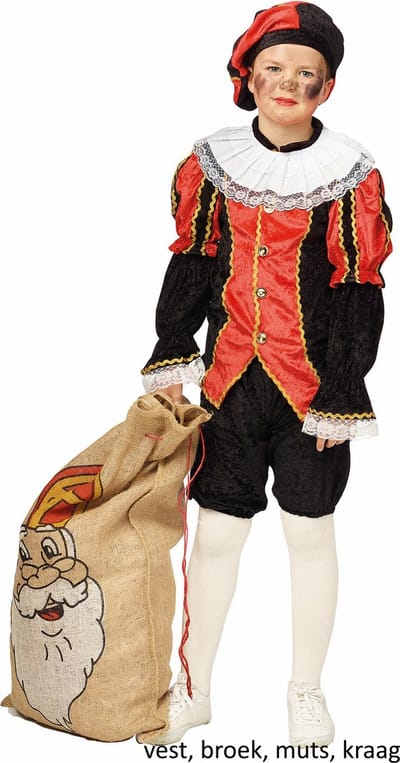 Piet Kostuum Rood/Zwart mt 104