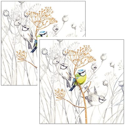 Ambiente Servetten Vogels - 40x stuks - 3 laags - 33 x 33 cm - winter thema - Pimpelmees - wegwerp servetjes