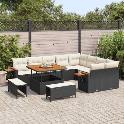 vidaXL - Tuinbank - Set - 13 - st - 11-Aantal - zitplaatsen - Zwart - en - Crème