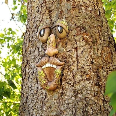 Grappige Tuin Decoratie met Boom Gezicht, Unieke Vogelvoeder voor Buiten, Perfect voor Halloween en Kerst
