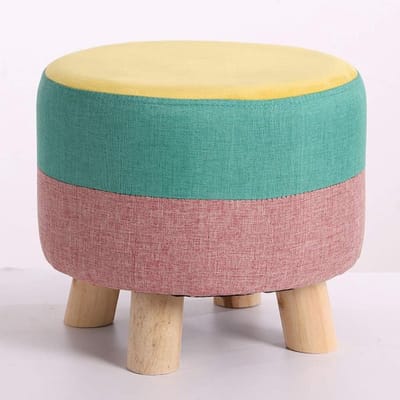 Houten Zitbank - Voetenbank Poef - Ontspannen Zitten - Wasbare Stoffen Hoes - 32x28 cm - B