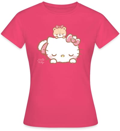 Hello Kitty Met Teddy Op Haar Rug T-Shirt Dames