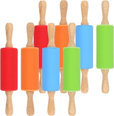 Mini Rolling Pins Set van 8 Stuks - 23x4cm Silicone, Ideaal voor Dumplings, Deeg, Brood en Gebak in 4 Kleuren