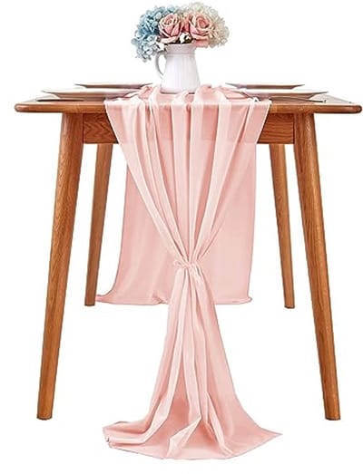 Chiffon Tafelloper voor Bruiloften en Feesten – Moderne Decoratie in Roze, 70 x 300 cm