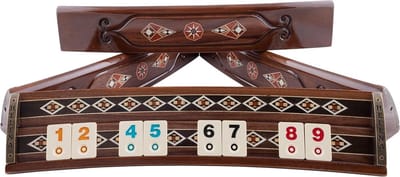 Handgemaakte ovale rummy speelset - Okey - 100% Hout - Luxe uitgave - Inclusief tas - Rummi - Bordspel - Okey Takimi