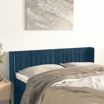 vidaXL - Hoofdbord - met - randen - 147x16x78/88 - cm - fluweel - donkerblauw