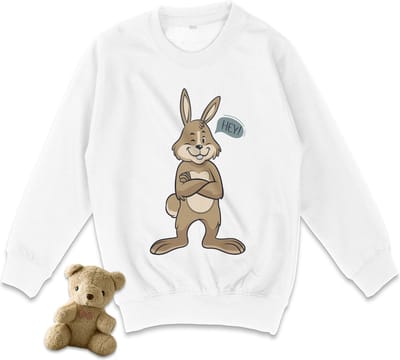 AWDis - Jongens en Meisjes Sweater Trui - Konijn - Wit - Maat 104 (XS)