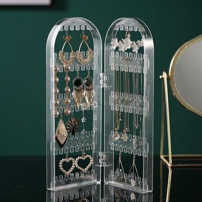 Plastic doorzichtige oorbellen studs display rek vouwscherm oorbellen sieraden display standaard houder opbergdoos A schoon