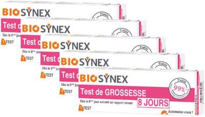 BioSynex Vroege Zwangerschapstest - Zelftest vanaf 8 Dagen na Geslachtsgemeenschap - Uitslag in 3 Minuten - Gevoeligheid 10 mIU/mL - 5 Stuks