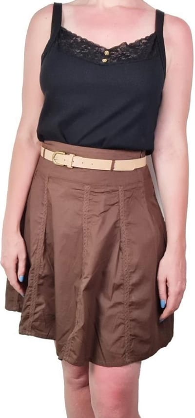 Rok dames - A-Lijn - Met Riem - high waist - Bon Prix - Kleur Bruin - Maat 36
